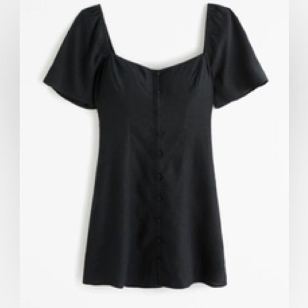 Abercrombie & Fitch Black Mini Button-Front Dress